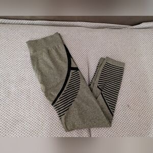 Yoga Army Green and Black Striped Women's Leggings